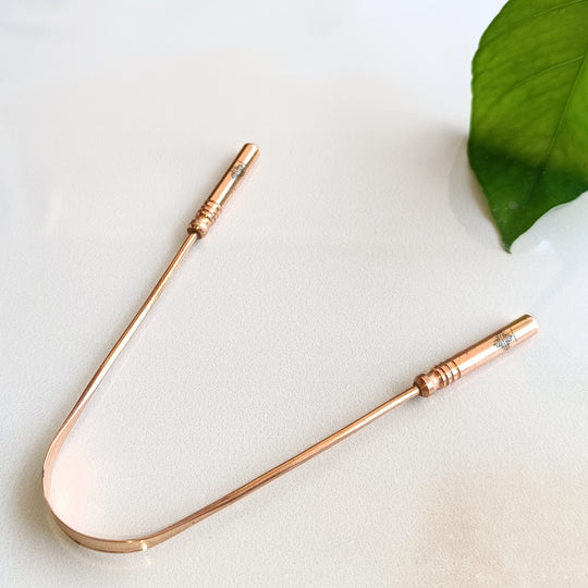 Indian Art Villa Pure Copper Tongue Cleaner Ayurvedic Benefits Brown, Set of 6