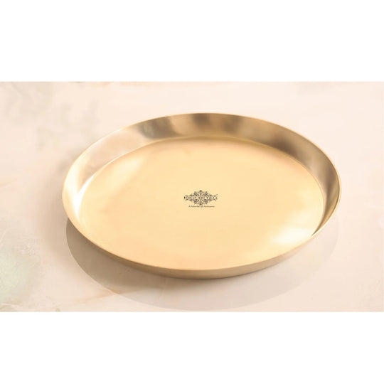 Indian Art Villa Pure Brass Matt Finish 7 Pieces Dinner Set / Thali Set, Dinnerware, Tableware