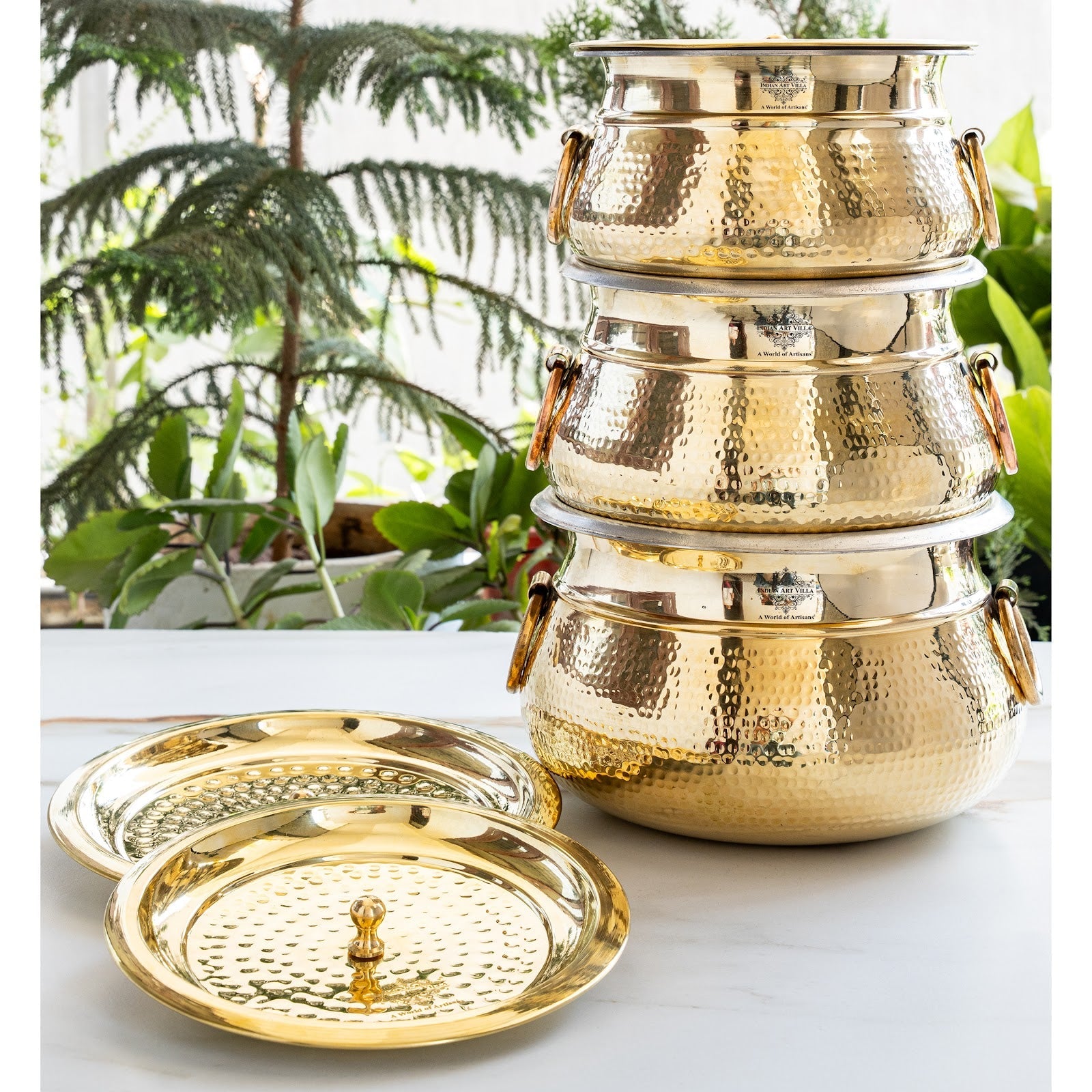 brass pots for plants india online Hammered Brass Cooking Pot With Tin Lining