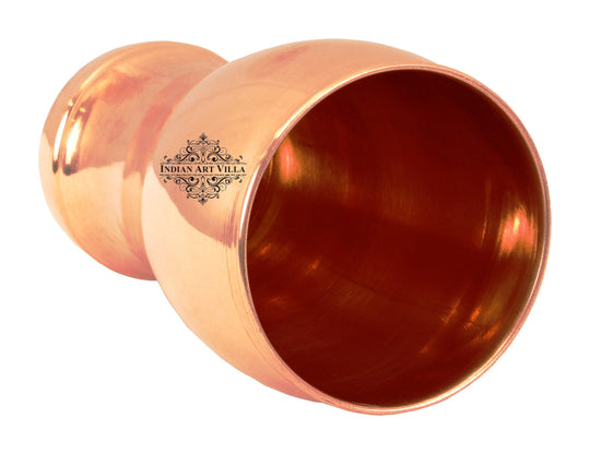 Indian Art Villa Pure Copper Glass With Half Lecquer Hammered Design, Water Drinkware & Health Benefit, Hotel Restaurant, Volume:- 400 ML,