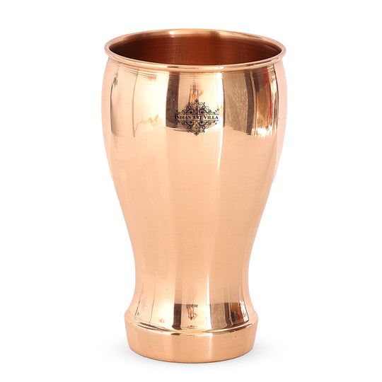 Indian Art Villa Pure Copper Glass With Half Lecquer Hammered Design, Water Drinkware & Health Benefit, Hotel Restaurant, Volume:- 400 ML,