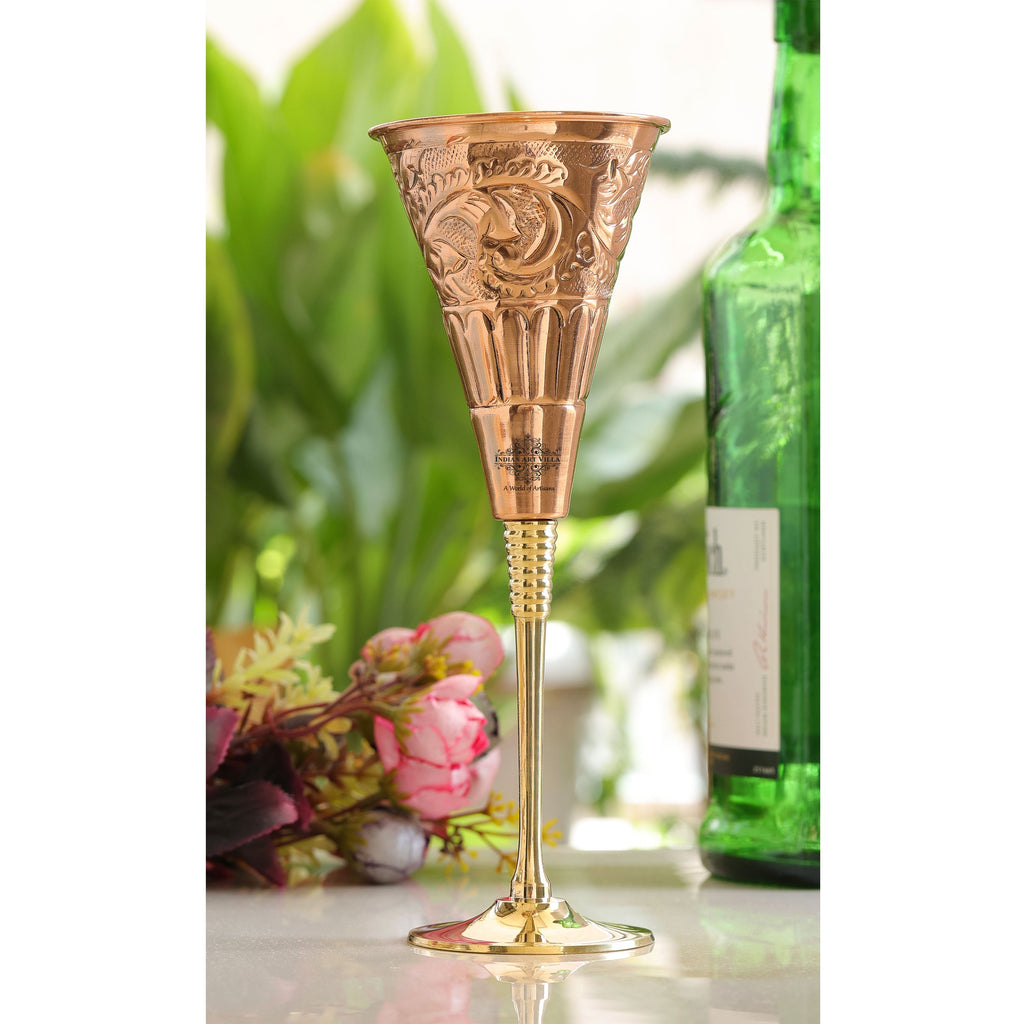 eSplanade Engraved Copper Plated Brass Wine Goblet Champagne Flutes Coupes  Glasses Set of two - Ideal for Moscow Mule too
