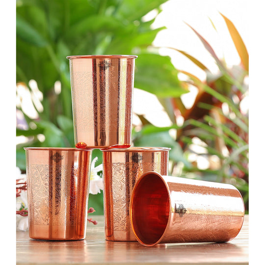 Indian Art Villa Copper Dark Embossed Design Glass – 39 OZ