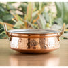 Indian Art Villa Copper Hammered Handi Double Handle With Tin Lining , Hammered, Serveware, Tableware , 480 ML, Brown