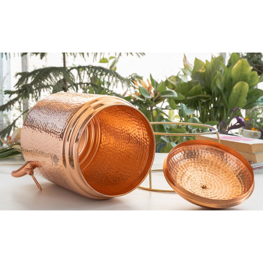 Pure Copper Hammered Design Water Pot with Stand
