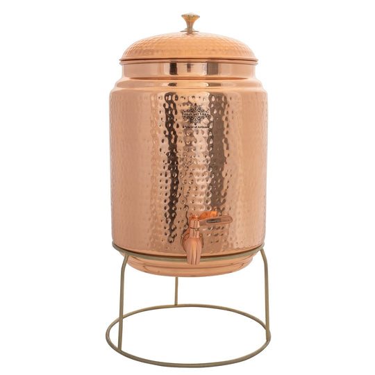 Pure Copper Hammered Design Water Pot with Stand
