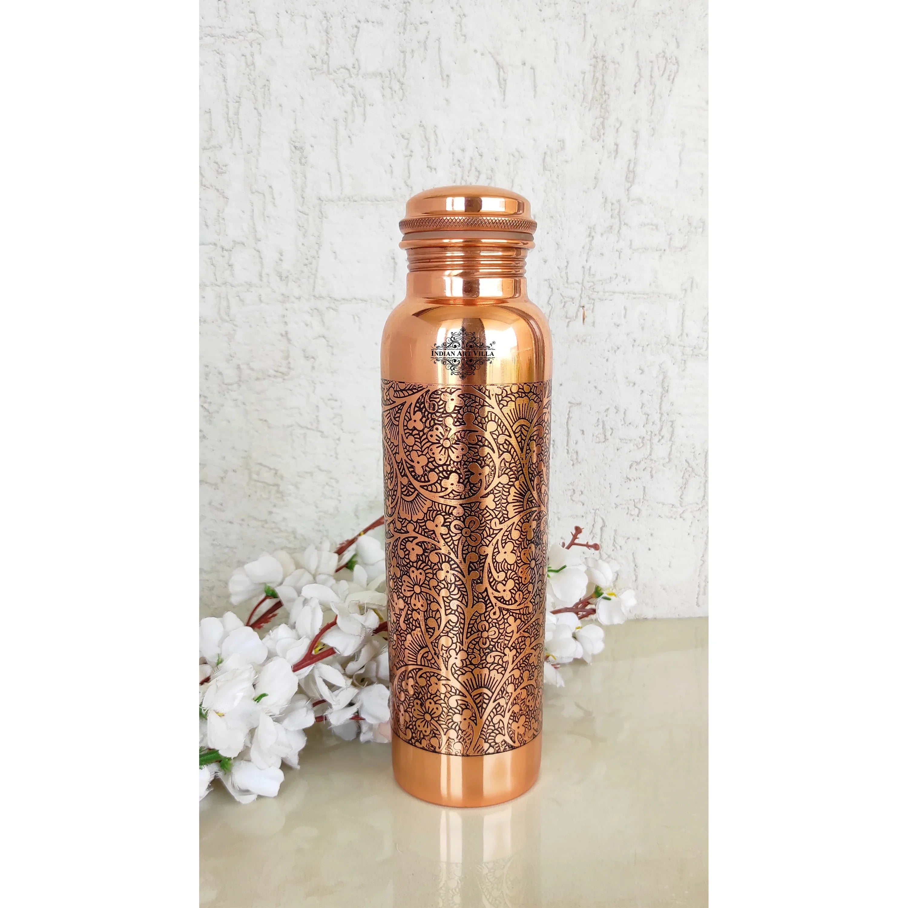 Bouteille d'eau 100 % cuivre pur Silverotuch 1000 ml 2 gobelets en verre 300 ml Bouteille d'eau 100 % cuivre pur Silverotuch 1000 ml 2 gobelets en verre 300 ml