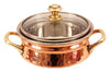 Indian Art Villa Pure Steel Copper Handi with Glass lid & Antique Brass Handle