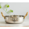 Indian Art Villa Stainless Steel Hammered Sauce Pan/Bowl with Brass Handles, Ideal for Sauces, Soups, Gravies, and Cooking