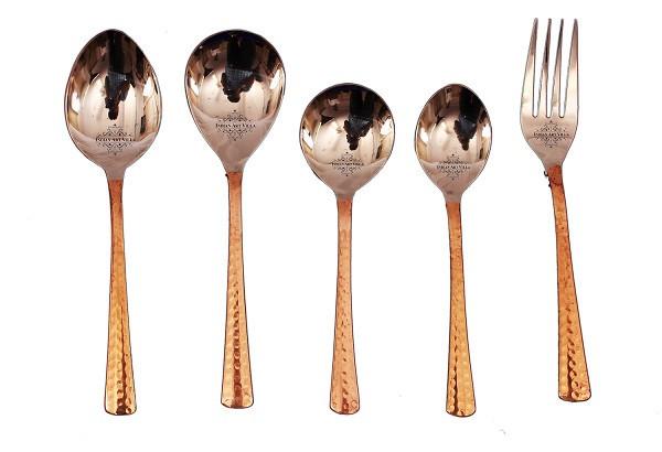 5 Piece Steel Copper Cutlery Set