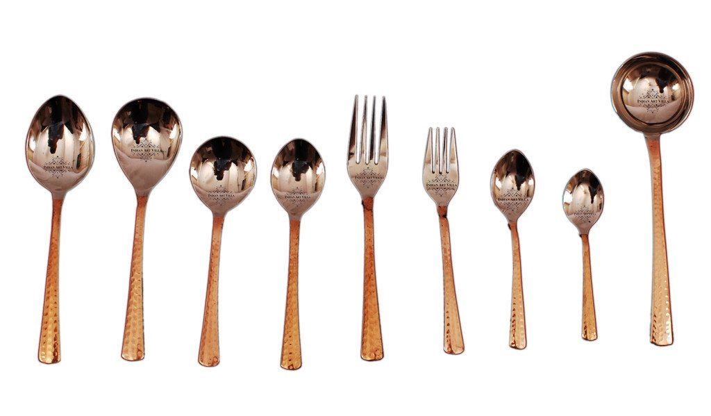 9 Piece Steel Copper Cutlery Set