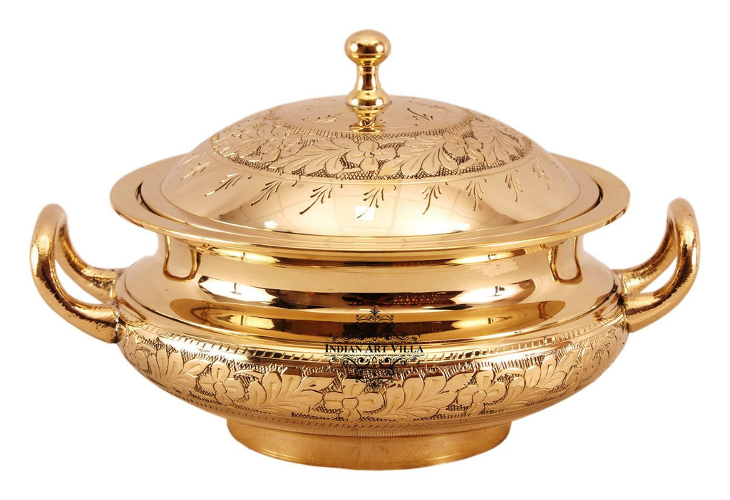 Indian Art Villa Presents Best Quality Brass Engraved Casserole with Handles for easy use. We offer best affordable prices & Free Shipping PAN India. We also offer Easy returns & exchanges. T&C Applied.