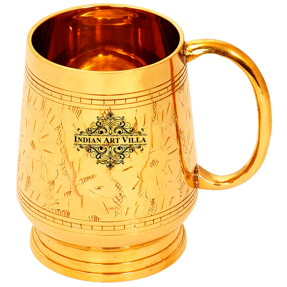Brass Designer Mug Cup With handle, 16 Oz, Gold