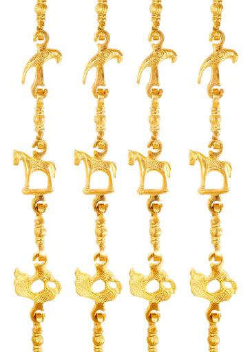 Brass Jhula Chain Parrot, Horse, Peacock, Rudraksh Design, 73.3" Inch Each, Set of 4