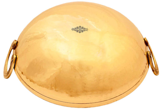 Indian Art Villa Pure Brass Slightly Hammered Kadhai with a Tin Lining, Cookware, Serveware