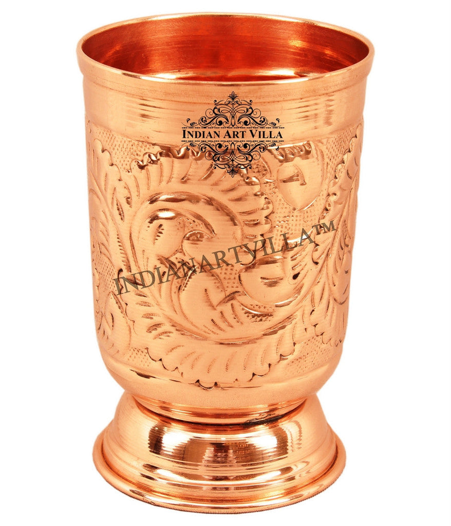 Copper Designer Glass with Bottom 350 ML Set of