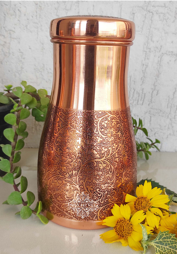 Water stored overnight in copper utensil has innumerable health benefits. It has anti bacterial properties that helps purify water & remove toxins. It aids digestion & weight loss.