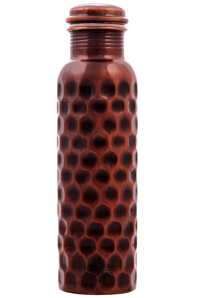 Copper Antique Diamond Design Water Bottle, 33 Oz