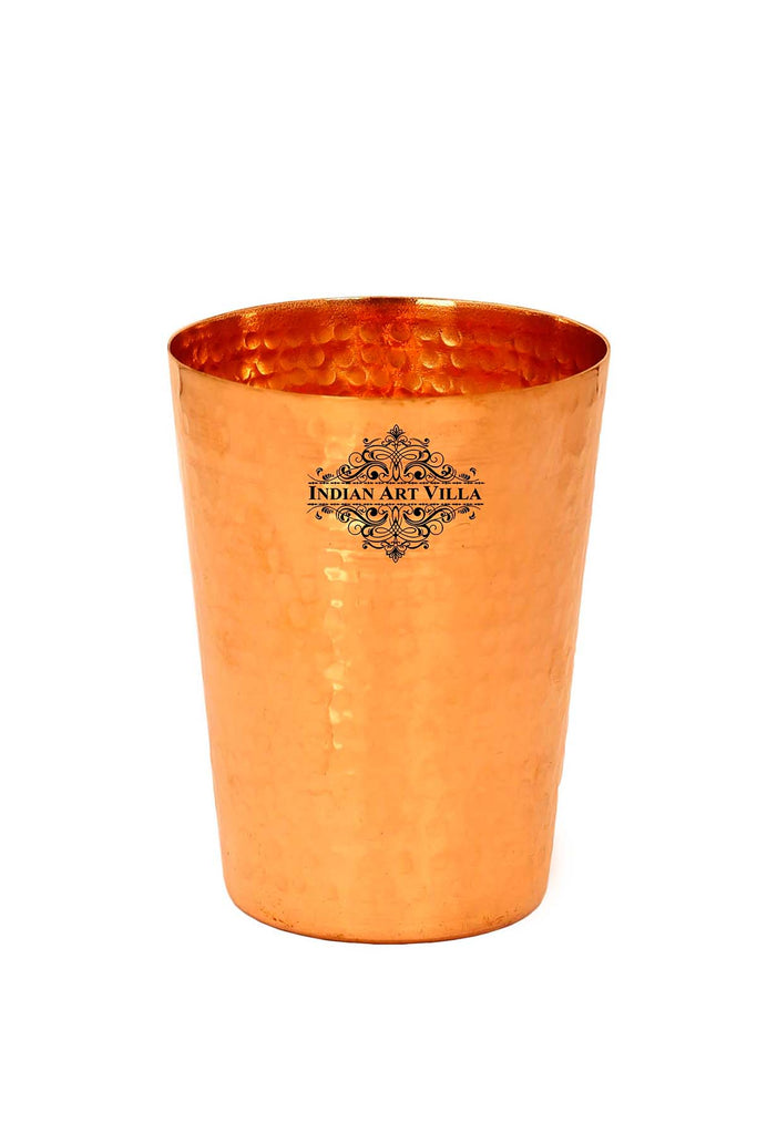 Pure Copper Hammered Design Glass Tumbler Cup 13 Oz
