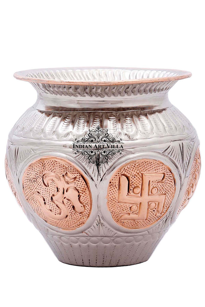 Copper Om Swastik Design Lota Kalash Pot, 23 Oz