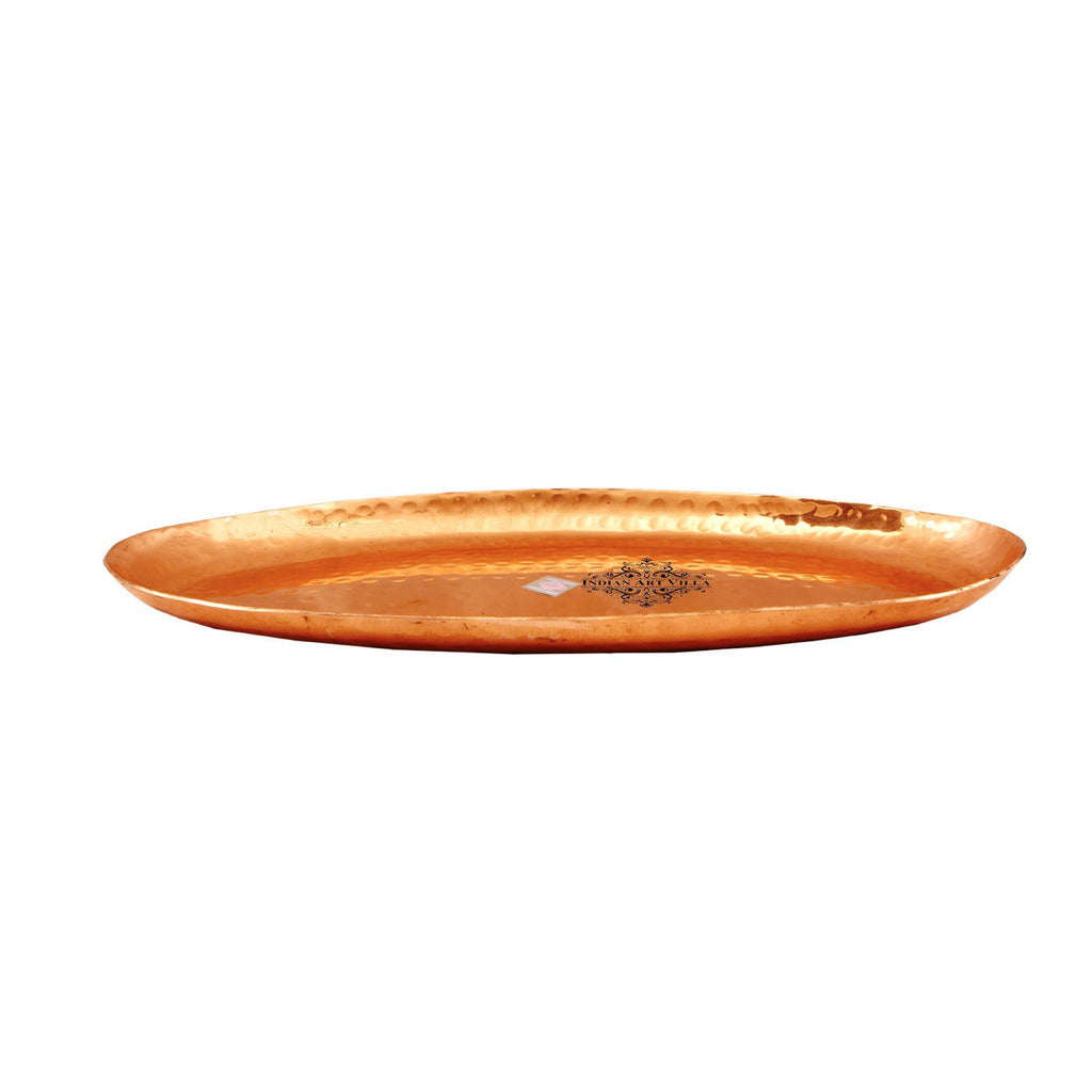 Copper Hammered Design Oval Tray