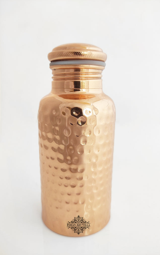 Indian Art Villa Pure Copper Hammered Design Water Bottle,Health Benefits,Storage Water | Drinkware