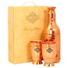 Indian Art Villa Pure Copper Drinkware Gift Set of Cocktail Design 1 Bottle & 2 Glass With Pastel Yellow Gift Box, Gift item for Diwali, Bithday & Parties, Bottle-1500 ml & Glass-450 ml