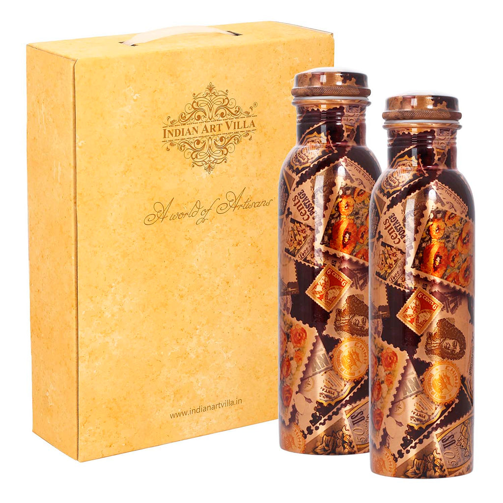 Pure Copper Set of 2 Bottle, Black, Diwali Anniversary Party Christmas Gift Set Box