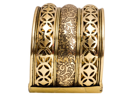 Indian Art Villa Handmade Brass Star Design Openable Kada Braceleted Bangle | Traditonal Collection