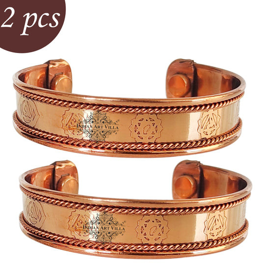 Indian Art Villa Pure Copper Kada With Thread On Edge Design, Fashion Items & Accessorie, Diameter-2.9" Inches