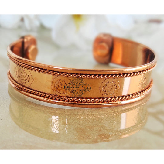 Indian Art Villa Pure Copper Kada With Thread On Edge Design, Fashion Items & Accessorie, Diameter-2.9" Inches