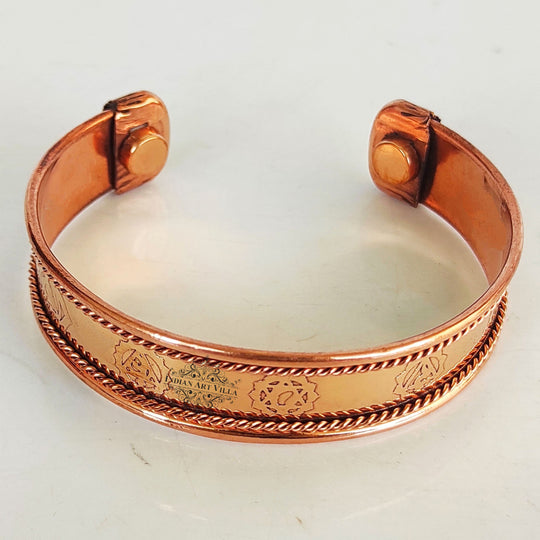 Indian Art Villa Pure Copper Kada With Thread On Edge Design, Fashion Items & Accessorie, Diameter-2.9" Inches