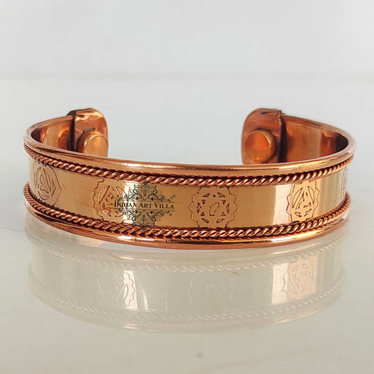 Indian Art Villa Pure Copper Kada With Thread On Edge Design, Fashion Items & Accessorie, Diameter-2.9" Inches