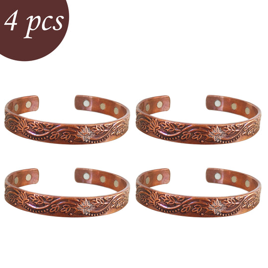 Indian Art Villa Pure Copper Kada With Embossed Floral Vines Dark Tone Design, Fashion Items & Accessorie, Diameter-2.8" Inches