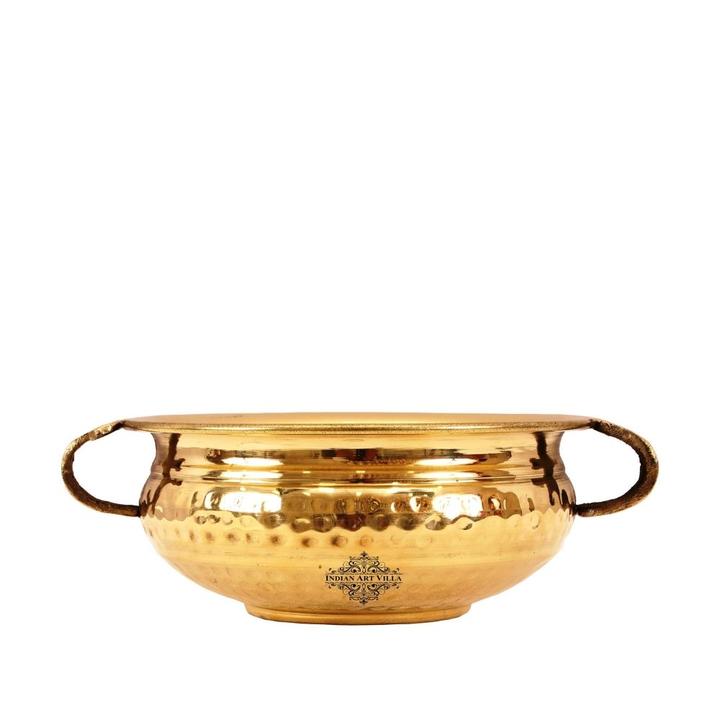 Indian Art Villa Presents Brass Hammered Urli Pot / Containers with Handles for Home Decor at best price ever