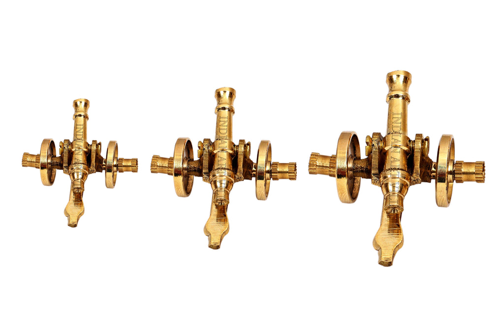 Antique Design Brass Set of 3 Canons, Showpiece Wall Hanging, Gold Home Accent BR-3 