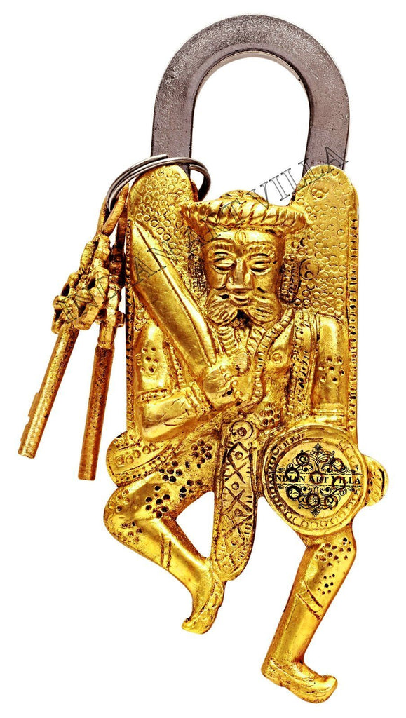 Brass Ancient Warrior Design Lock with 2 Keys