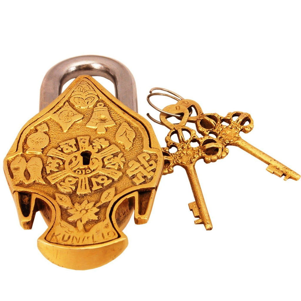 Brass Buddha Design Lock with 2 Keys Designer Locks CC-1