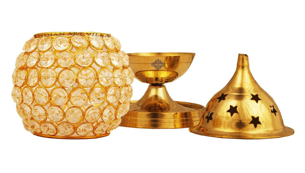 Brass Crystal Matka Design Diya Aarti Lamp IAV-BR-11-105-
