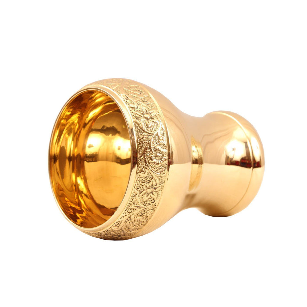 Brass Curved Mughlai Design Glass Tumbler 11 Oz Brass Tumblers Indian Art Villa