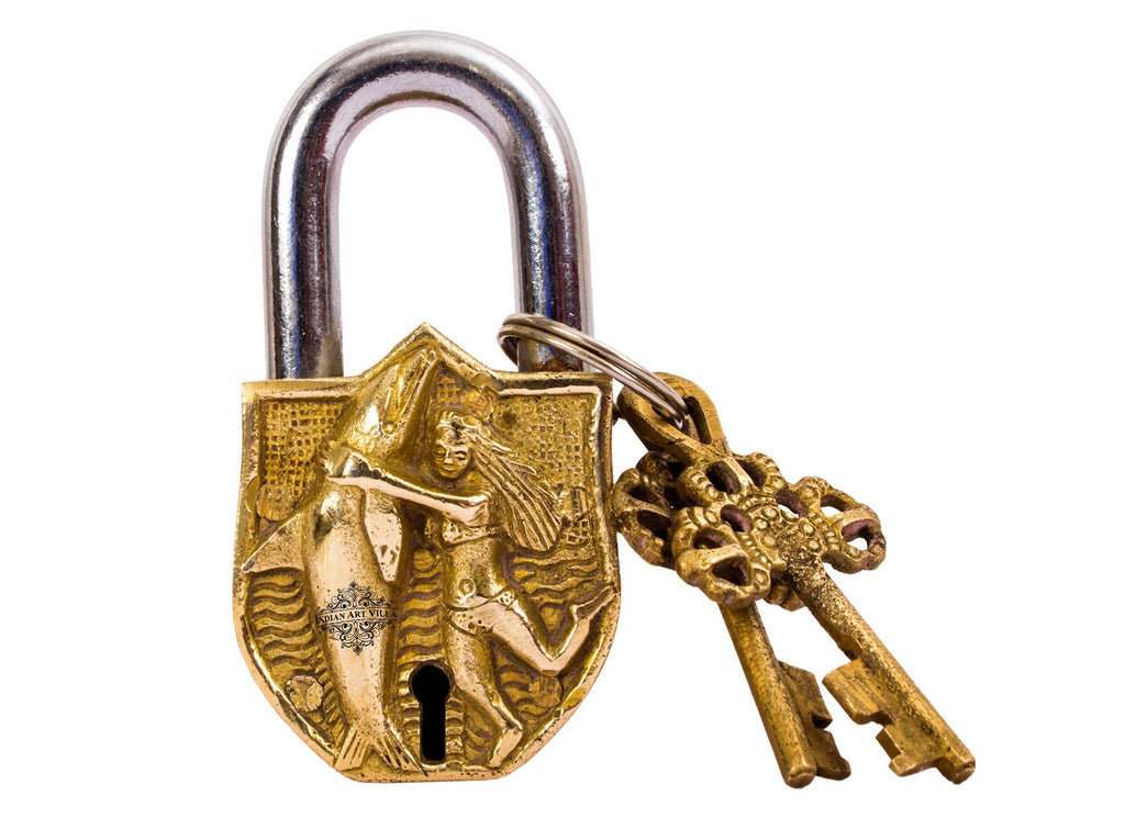 Brass Dolphin Design Lock with 2 Keys