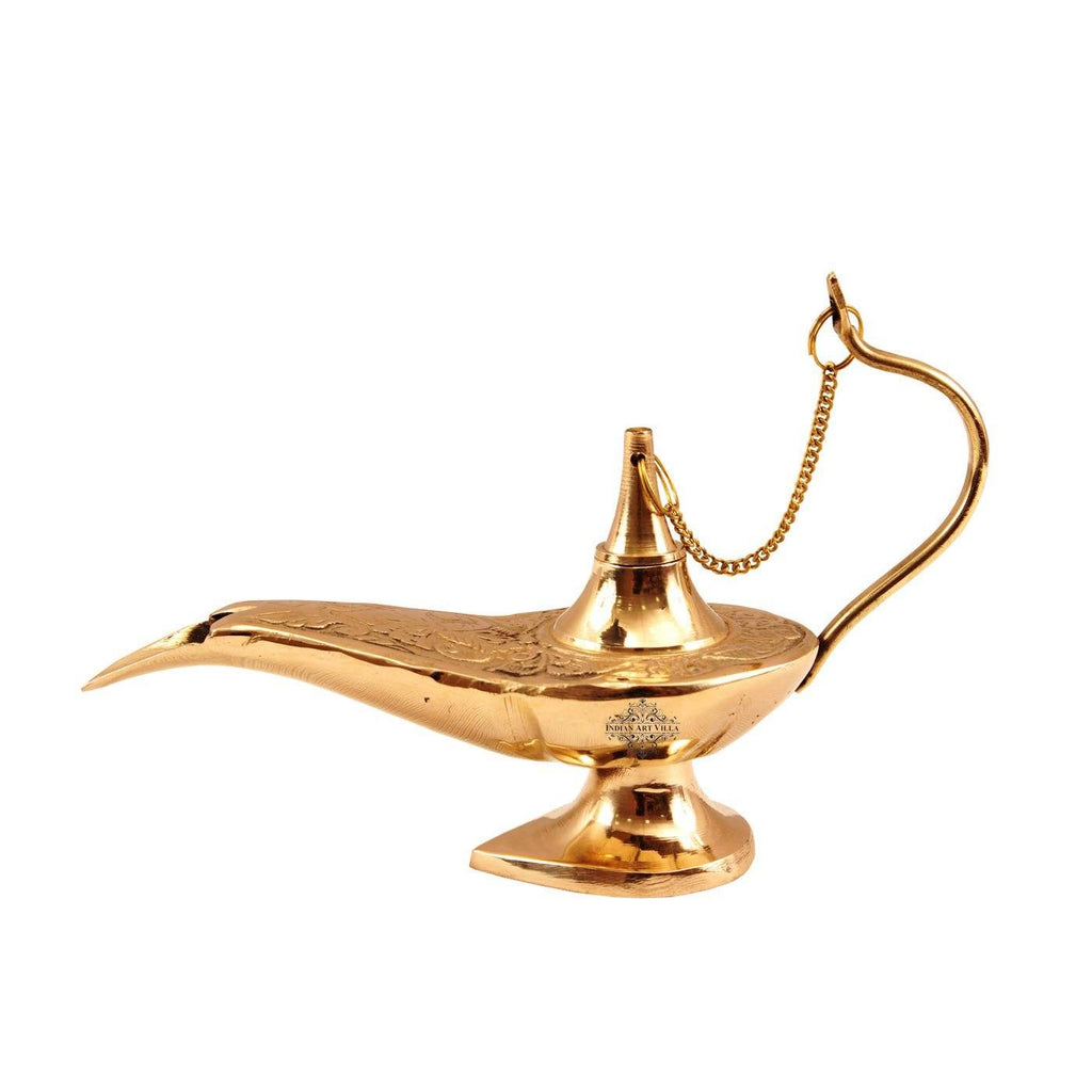 Brass Embossed Alladin Chirag Lamp - Showpiece Figurine Gift Item