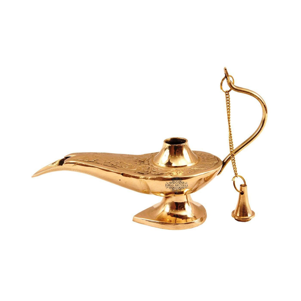 Brass Embossed Alladin Chirag Lamp - Showpiece Figurine Gift Item Home Accent BR-3
