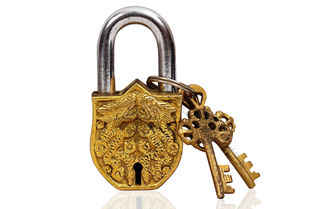 Brass Fish Fengshui Design Lock With 2 Keys