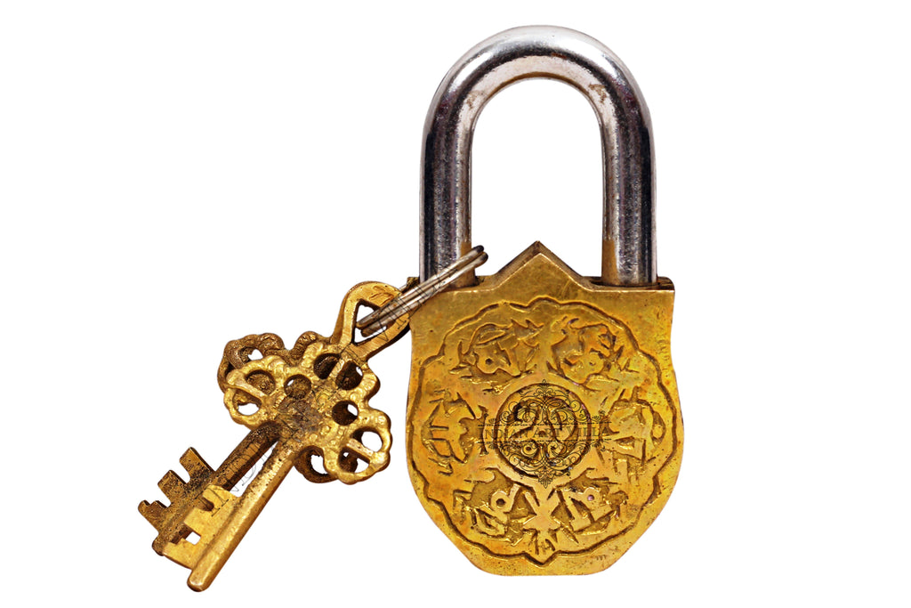Brass Fish Fengshui Design Lock With 2 Keys Designer Locks CC-1