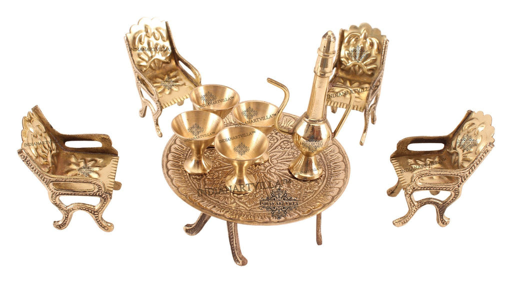 Brass Handcrafted Indian Maharaja Dining Set Table Set Figurine Home Accent Indian Art Villa