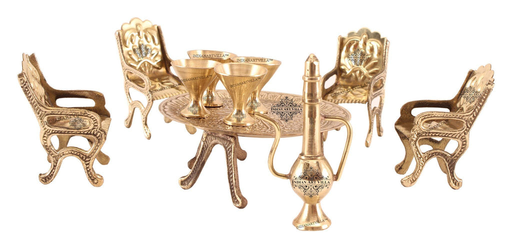 Brass Handcrafted Indian Maharaja Dining Set Table Set Figurine Home Accent Indian Art Villa