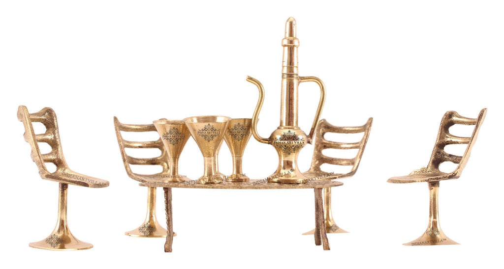 Brass Handcrafted Indian Maharaja Dining Set Table Set Figurine Home Accent Indian Art Villa Small