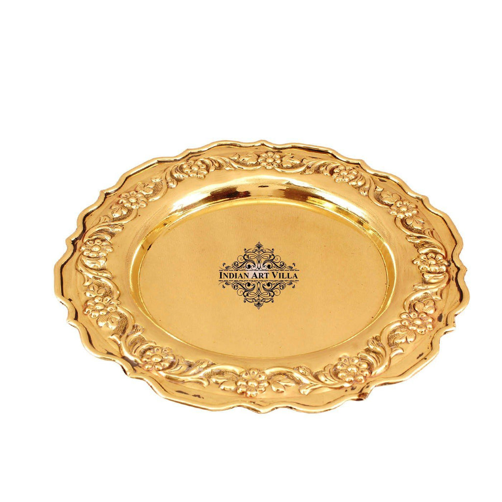 Brass Handmade Designer Plate Decorative Gift Item Pooja Thali BR-1 Big