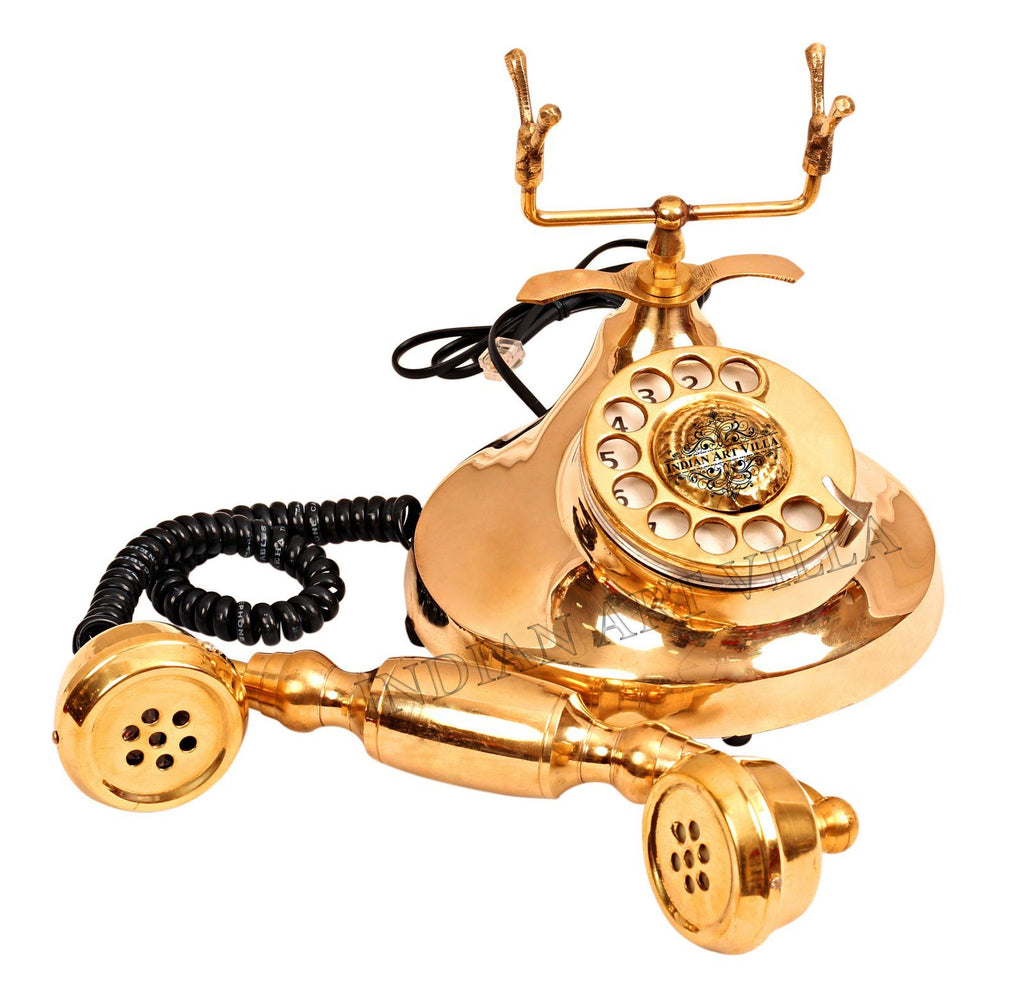 Brass Handmade Designer Rotary Landline Phone - Plain Home Accent HR-1